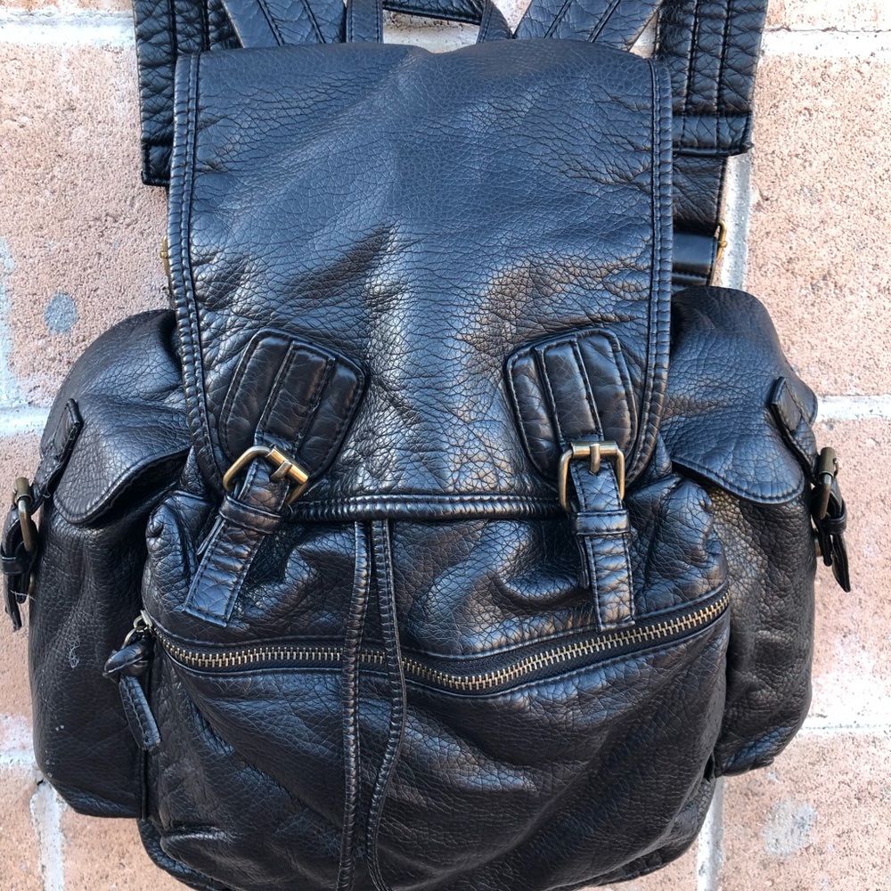 Pacsun Black Faux Leather Backpack